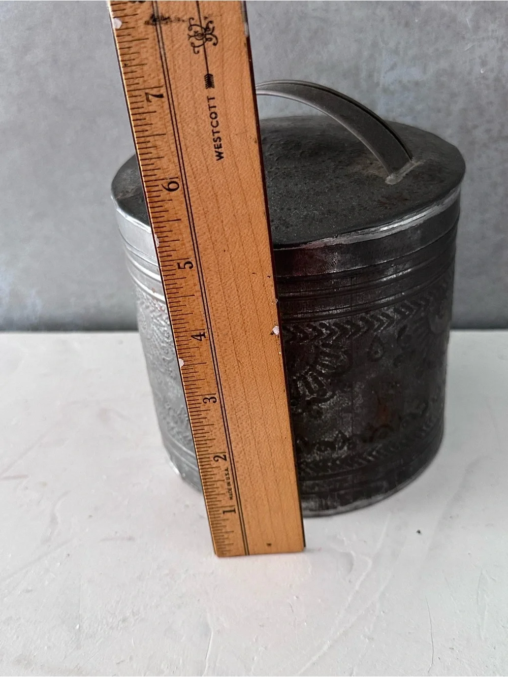 Antique Primitive 19th Century Hand Punched Tin Canister | American Folk Art